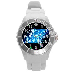 Star Abstract Background Pattern Round Plastic Sport Watch (l) by Sapixe