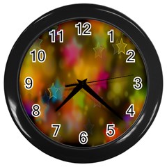 Star Background Texture Pattern Wall Clocks (black) by Sapixe