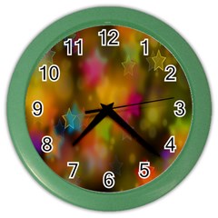 Star Background Texture Pattern Color Wall Clocks by Sapixe