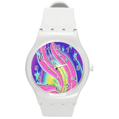 Star Christmas Pattern Texture Round Plastic Sport Watch (m) by Sapixe