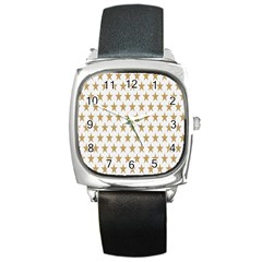 Star Background Gold White Square Metal Watch by Sapixe