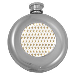 Star Background Gold White Round Hip Flask (5 Oz) by Sapixe