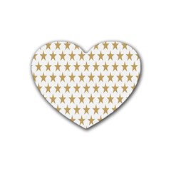 Star Background Gold White Rubber Coaster (heart)  by Sapixe