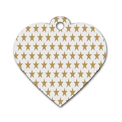 Star Background Gold White Dog Tag Heart (two Sides) by Sapixe