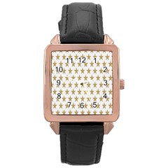 Star Background Gold White Rose Gold Leather Watch  by Sapixe