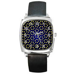 Star Christmas Red Yellow Square Metal Watch by Sapixe