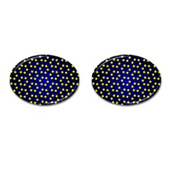 Star Christmas Red Yellow Cufflinks (oval) by Sapixe