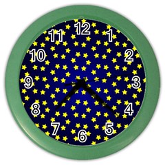 Star Christmas Red Yellow Color Wall Clocks by Sapixe