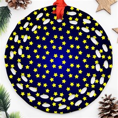 Star Christmas Red Yellow Ornament (round Filigree) by Sapixe