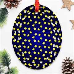 Star Christmas Red Yellow Ornament (oval Filigree) by Sapixe