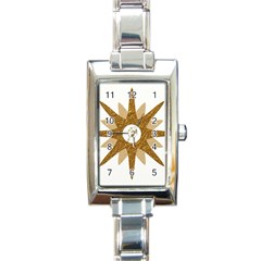 Star Golden Glittering Yellow Rays Rectangle Italian Charm Watch