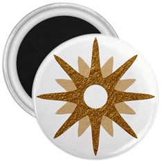 Star Golden Glittering Yellow Rays 3  Magnets by Sapixe