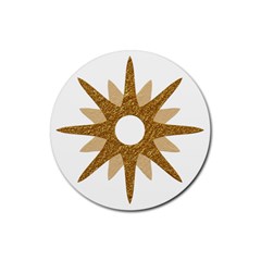 Star Golden Glittering Yellow Rays Rubber Round Coaster (4 Pack)  by Sapixe