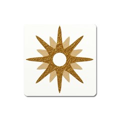 Star Golden Glittering Yellow Rays Square Magnet by Sapixe