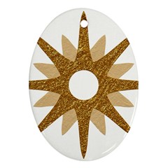 Star Golden Glittering Yellow Rays Oval Ornament (two Sides) by Sapixe