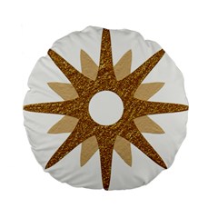 Star Golden Glittering Yellow Rays Standard 15  Premium Round Cushions