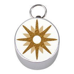 Star Golden Glittering Yellow Rays Mini Silver Compasses by Sapixe