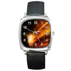 Star Sky Graphic Night Background Square Metal Watch by Sapixe