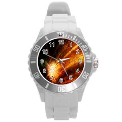 Star Sky Graphic Night Background Round Plastic Sport Watch (l) by Sapixe