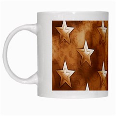 Stars Brown Background Shiny White Mugs by Sapixe