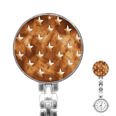 Stars Brown Background Shiny Stainless Steel Nurses Watch by Sapixe