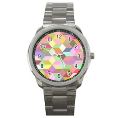 Mosaic Background Cube Pattern Sport Metal Watch by Sapixe