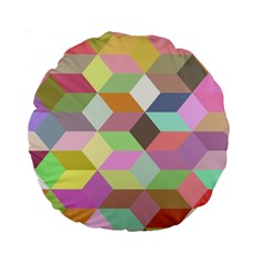 Mosaic Background Cube Pattern Standard 15  Premium Round Cushions by Sapixe