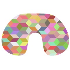 Mosaic Background Cube Pattern Travel Neck Pillows by Sapixe