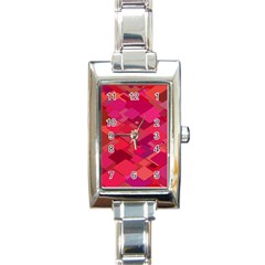 Red Background Pattern Square Rectangle Italian Charm Watch by Sapixe