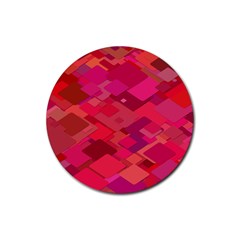 Red Background Pattern Square Rubber Coaster (round) 