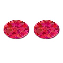 Red Background Pattern Square Cufflinks (oval) by Sapixe