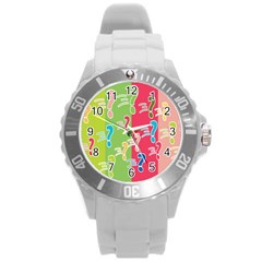 Question Mark Problems Clouds Round Plastic Sport Watch (l) by Sapixe