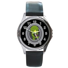 Zombie Pictured Illustration Round Metal Watch by Sapixe