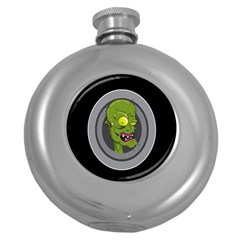 Zombie Pictured Illustration Round Hip Flask (5 Oz) by Sapixe