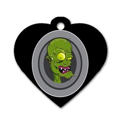 Zombie Pictured Illustration Dog Tag Heart (two Sides) by Sapixe