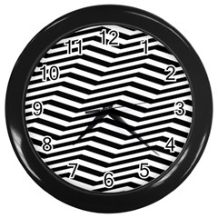 Zig Zag Zigzag Chevron Pattern Wall Clocks (black) by Sapixe