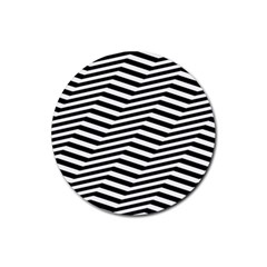 Zig Zag Zigzag Chevron Pattern Rubber Round Coaster (4 Pack)  by Sapixe