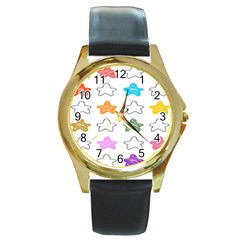 Stars Set Up Element Disjunct Image Round Gold Metal Watch by Sapixe