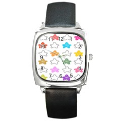 Stars Set Up Element Disjunct Image Square Metal Watch by Sapixe