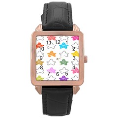 Stars Set Up Element Disjunct Image Rose Gold Leather Watch  by Sapixe