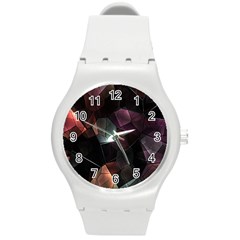 Crystals Background Design Luxury Round Plastic Sport Watch (m) by Sapixe