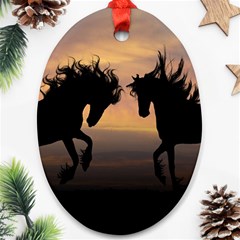 Horses Sunset Photoshop Graphics Ornament (oval) by Sapixe