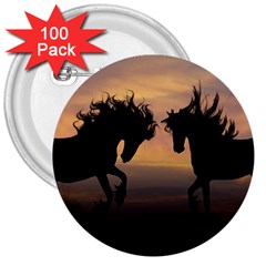 Horses Sunset Photoshop Graphics 3  Buttons (100 Pack)  by Sapixe