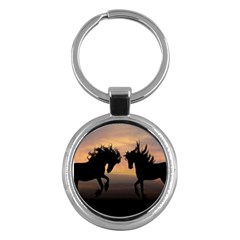 Horses Sunset Photoshop Graphics Key Chains (round)  by Sapixe