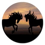 Horses Sunset Photoshop Graphics Magnet 5  (Round) Front