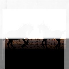 Horses Sunset Photoshop Graphics Rectangular Jigsaw Puzzl by Sapixe