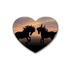 Horses Sunset Photoshop Graphics Heart Coaster (4 Pack)  by Sapixe