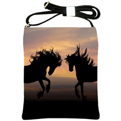 Horses Sunset Photoshop Graphics Shoulder Sling Bags by Sapixe