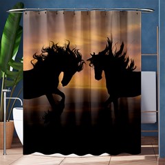 Horses Sunset Photoshop Graphics Shower Curtain 60  X 72  (medium)  by Sapixe