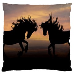 Horses Sunset Photoshop Graphics Large Cushion Case (one Side) by Sapixe